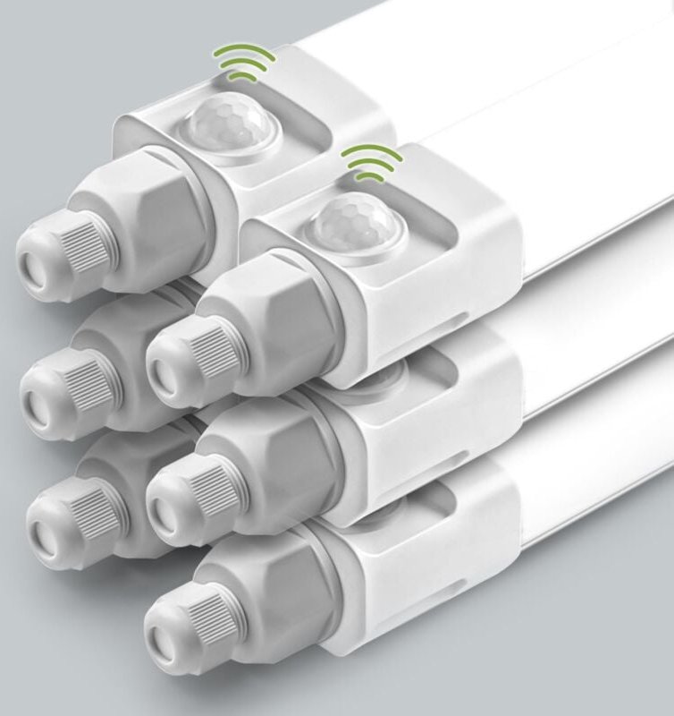 Thumbnail - 6 Stück,LED Feuchtraumleuchte 60cm mit Bewegungsmelder,18W 1800LM 4000K Deckenleuchte Sensor Röhre,Linkable Werkstattlam...