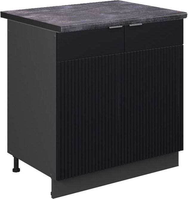 Vicco - Spülenunterschrank Fame-Line, Schwarz gestreift, 80 cm , ap Anthrazit
