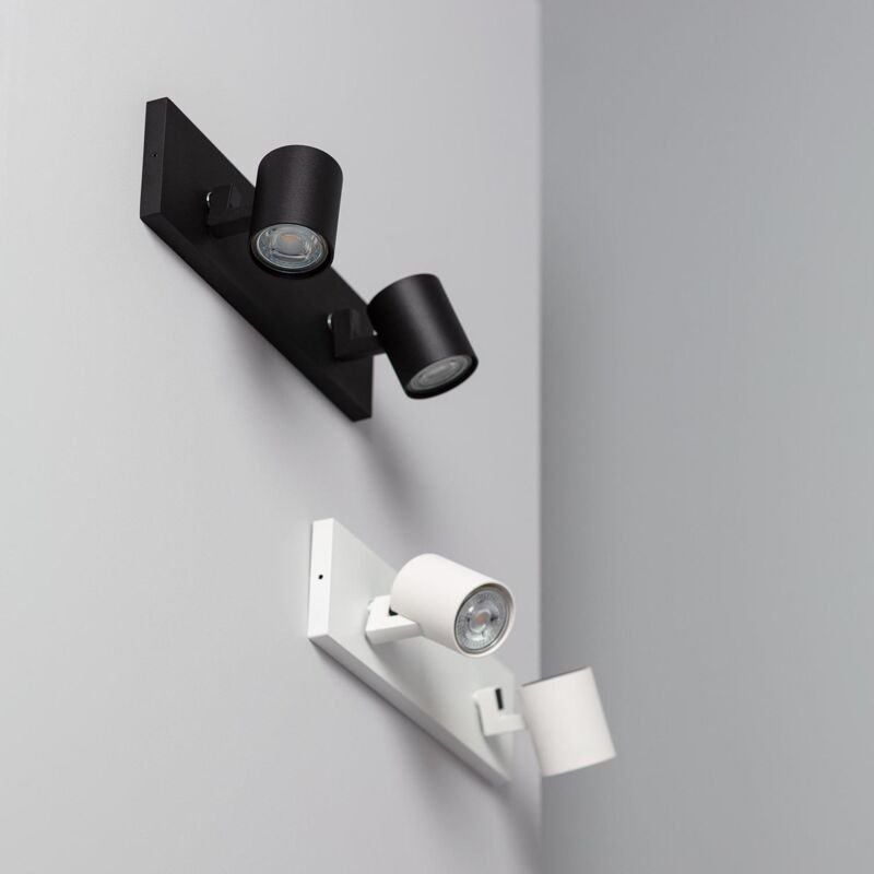 Strahler Doppelt Schwenkbar Aluminium Gylu für Glühbirne GU10 Weiß