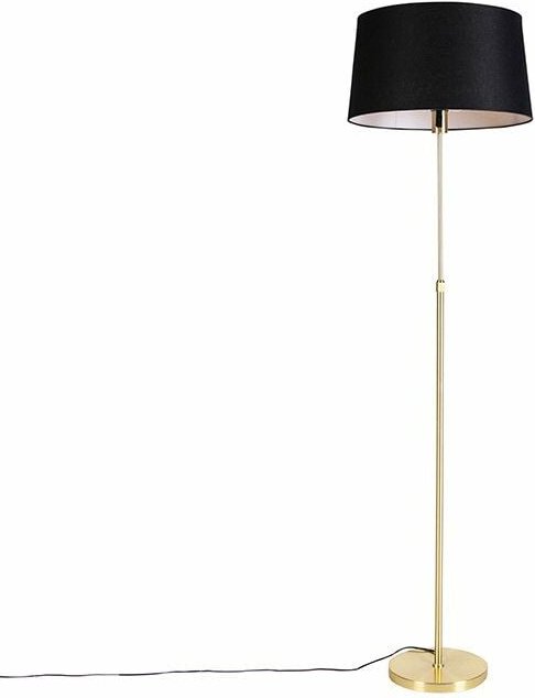 Stehleuchte gold / messing mit Lampenschirm Leinen schwarz 45 cm - Parte