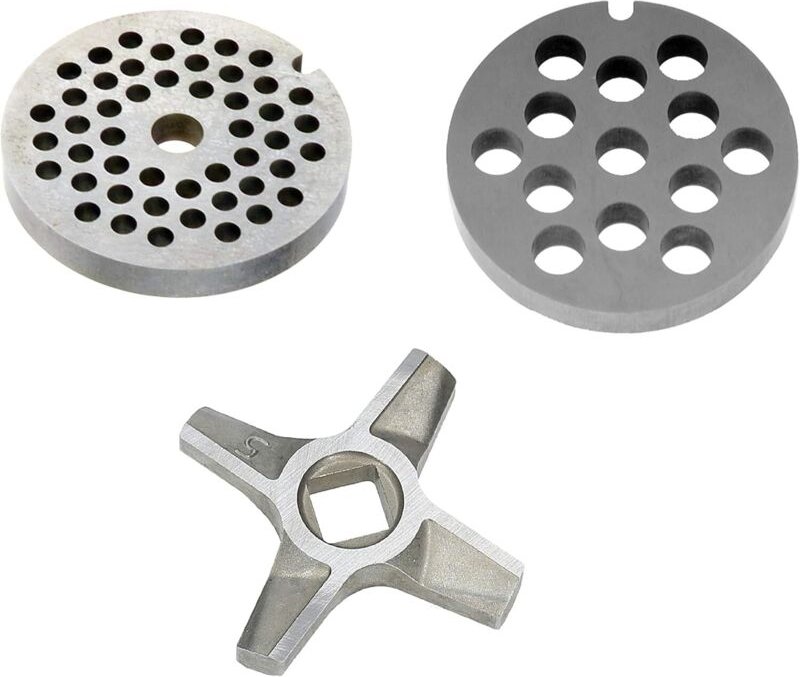 Lochscheibensatz für alle Fleischwolf Größen 5 / 4MM + 8MM und 1 zweiseitiges Kreuzmesser - für Fleischwolf Jupiter - Bo...