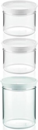 Set von 3 Gläsern mit weißem Deckel