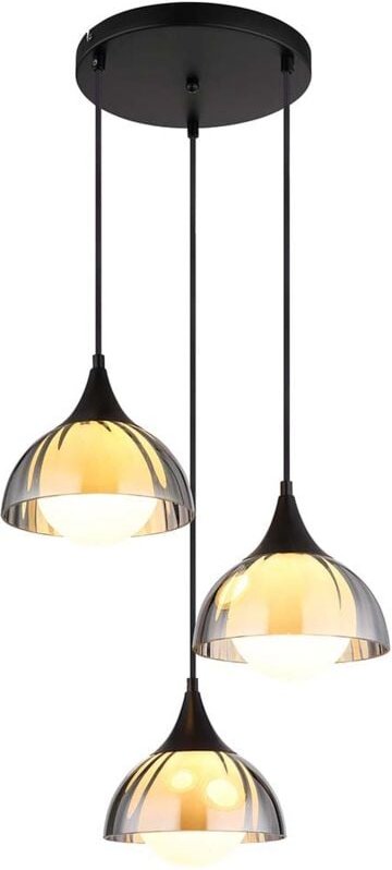 Nowa - Hängeleuchte Pendelleuchte Esszimmerlampe Rauchglas opal 3-Flammig G9 schwarz