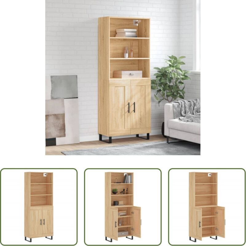 vidaXL Sonoma-Eiche - Highboard Sonoma-Eiche 69,5x34x180 cm Holzwerkstoff