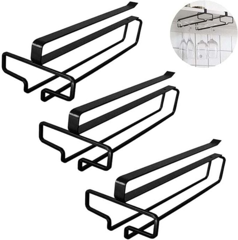 3-teiliges hängendes Weinglasregal, Weinglasregal für unter den Küchenschrank, freistehendes Weinglasregal ohne Bohren, ...