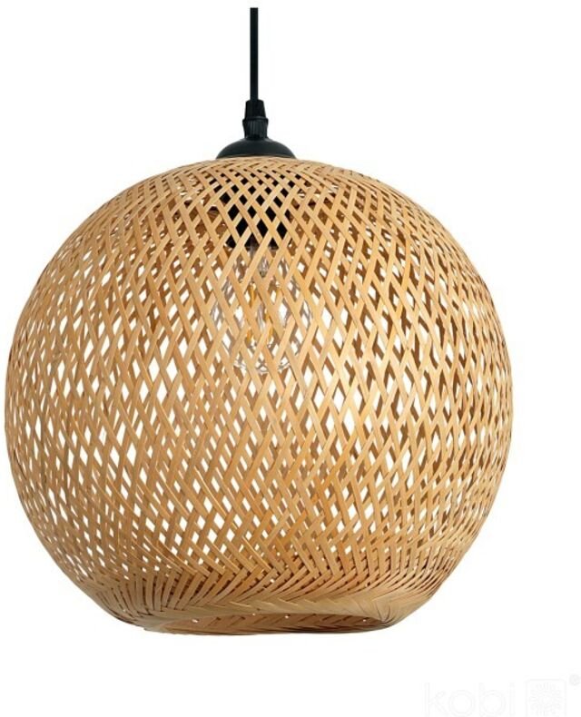 Boho Bitavia Kobi Pendelleuchte, Lampenschirm 40cm, natur, für Wohnzimmer, 1 Stk.
