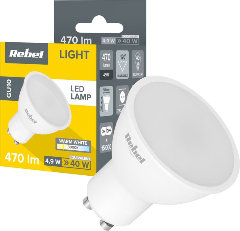 LED-Lampe 5W GU10 3000K 230V Rebel
