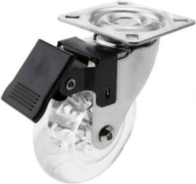 Transparente Rolle 75 mm mit Bremse