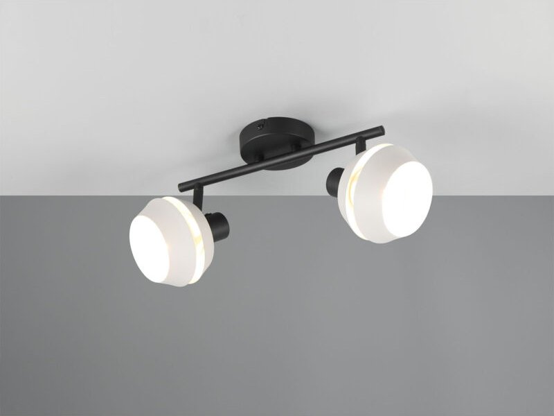 Reality Leuchten - Deckenstrahler isla 2-flammig Schwarz, Metallschirme Grau, Breite 37cm