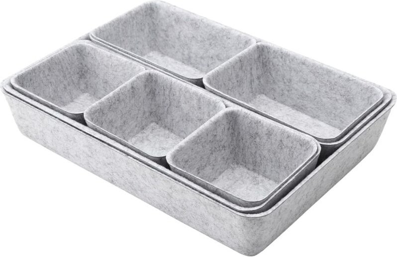 8er-Set stapelbare Filz-Schubladeneinsätze – 4 Größen – Grau – Für Schreibtisch, Kommode, Kleiderschrank und Spind