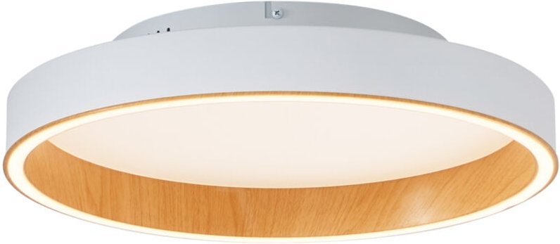 Qazqa - Design-Deckenleuchte weiß mit Holz 40cm inkl. led 3-Stufen-Schalter - Ingo