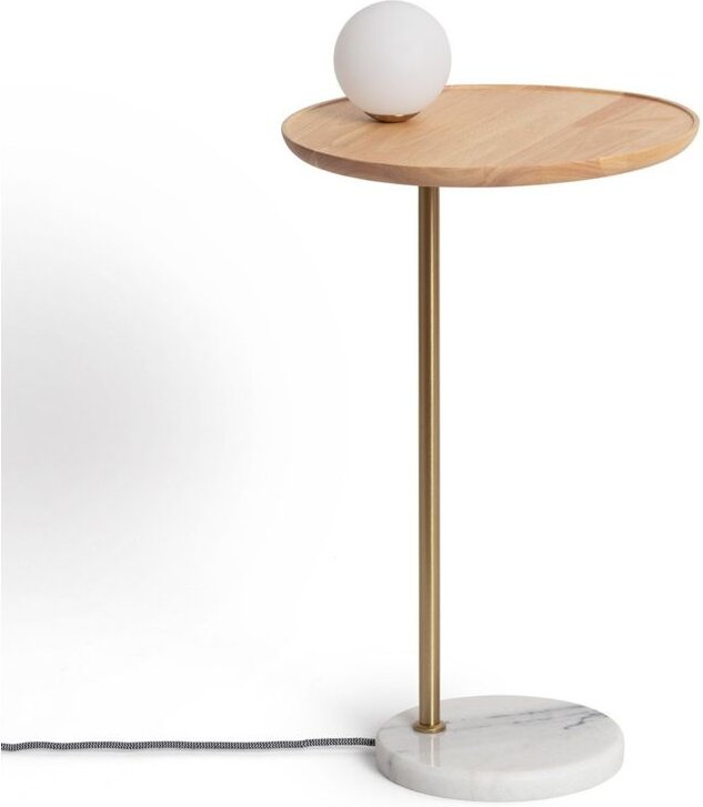 Tischlampe aus Holz und Glas Brandt Weiß / Gold