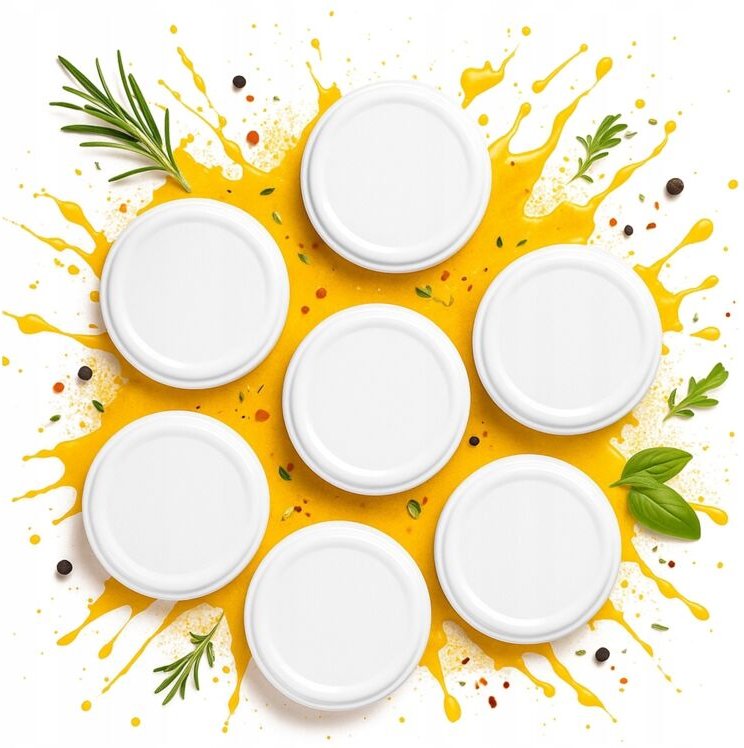 10 weiße Deckelkappen, 110 mm Durchmesser – 8 Haken