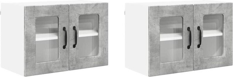Küchenwandschrank mit Regal 2 pcs Beton Grau 60 x 31 x 40 cm vidaXL