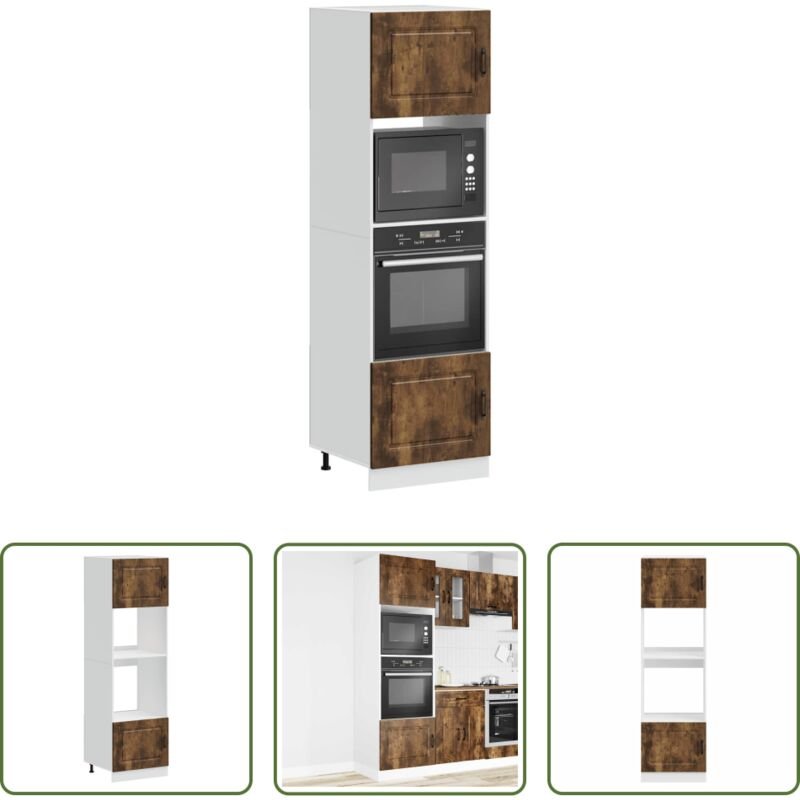 vidaXL Holzwerkstoff - Herdumbauschränke 2 Stk. Kalmar Räuchereiche Holzwerkstoff