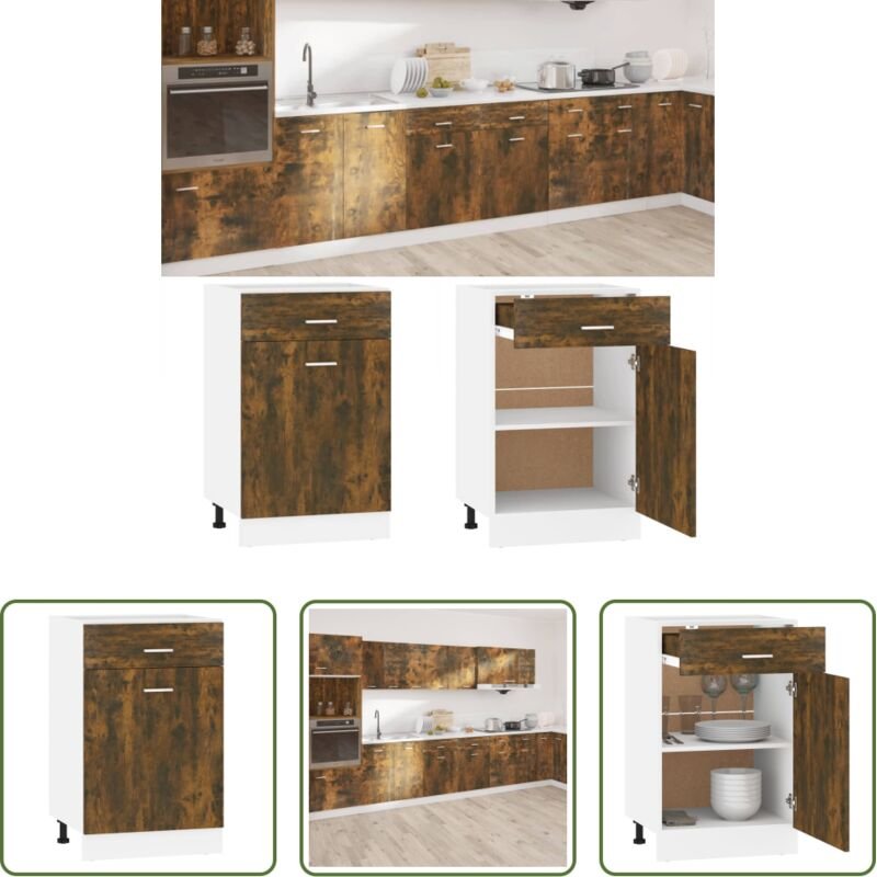 Küchenstauraum - Unterschrank mit Schublade Lyon Räuchereiche 50x46x81,5 cm