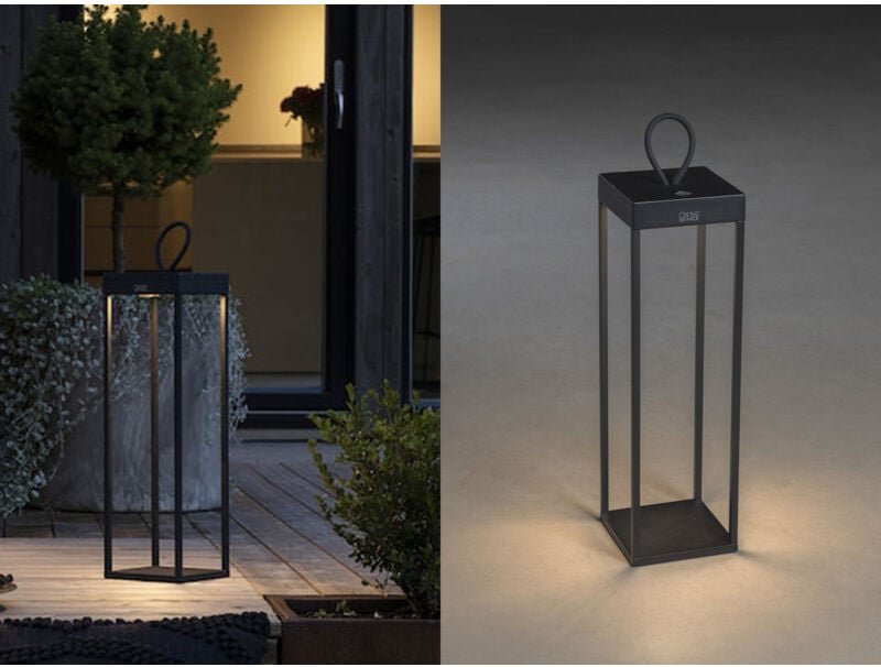 LED Akku Bodenleuchte RAVELLO , Aluminium Schwarz, Höhe 50cm