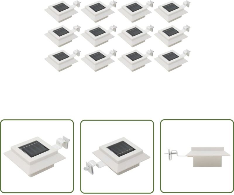 The Living Store Solar-Außenleuchten 12 Stk. led Rechteckig 12 cm Weiß - led Solarleuchte - Solarlichtsystem - Außensche...