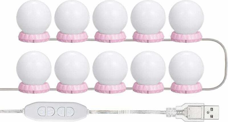 Nazalus-Hot Sale-LED-Spiegellicht-Set, LED-Spiegellicht-Set mit 10 dimmbaren Glühbirnen, 10 Helligkeits- und 3 Beleuchtu...