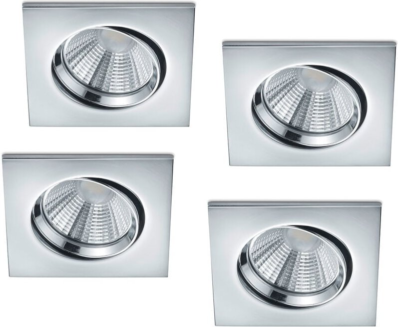 Trio Leuchten - led Einbaustrahler Decke 4er Set eckig schwenkbar dimmbar Chrom glänzend 5,5W
