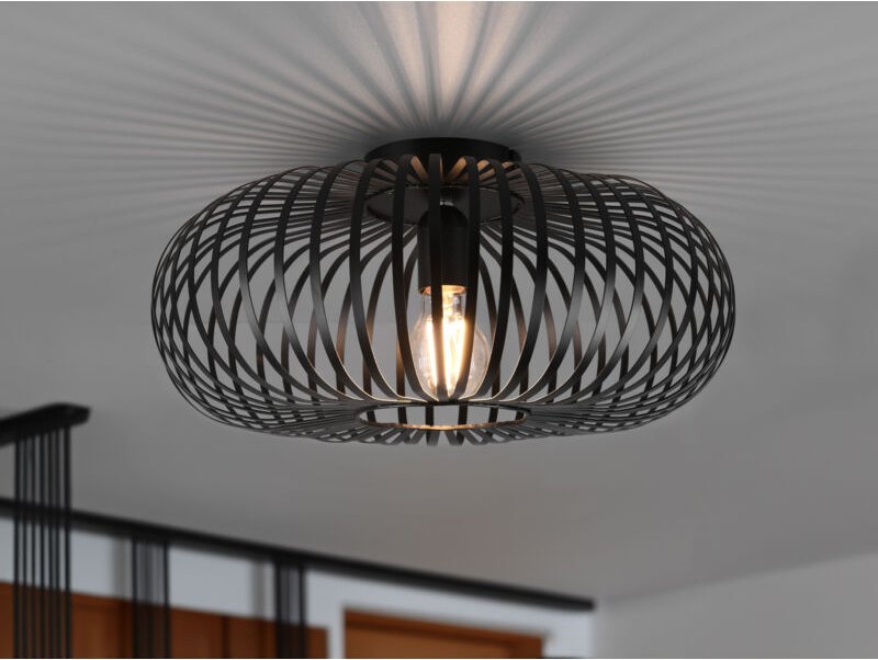 Led Deckenleuchte Gitter Lampenschirm Metall in Schwarz, ø 40cm