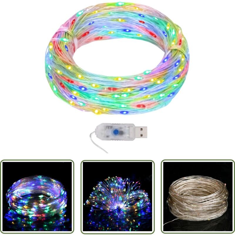 LED-Lichterdraht 40 m 400 led Mehrfarbig 8 Funktionen - Weihnachtsdeko - LED-Lichtringe - Lichterkette Außen - Lichterke...