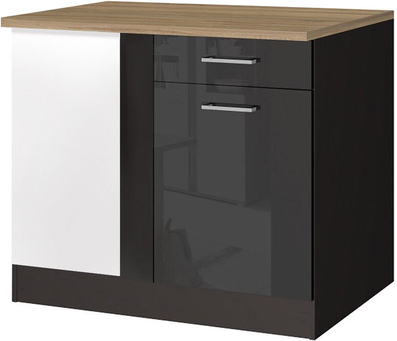 Lomadox - Küchen-Eck-Unterschrank 110 MARANELLO-03 Anthrazit Hochglanz Breite 110 cm