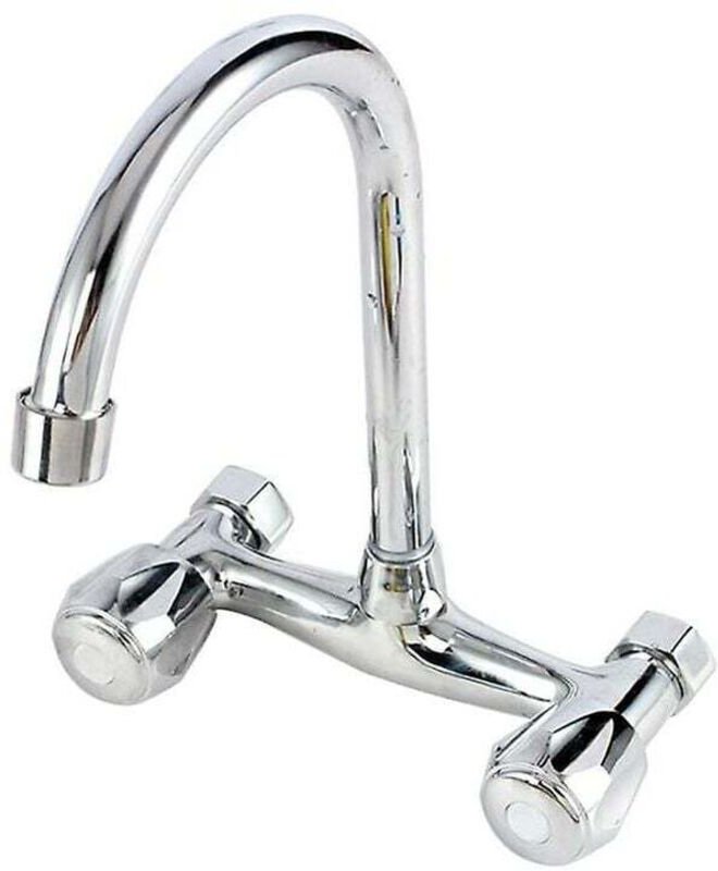 Küchenarmatur, Wandarmatur für die Küche, Doppelgriff-Waschtischarmatur (silber)