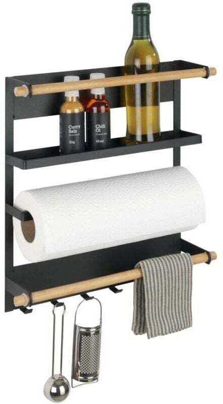 Magna Magnetregal, Gewürzregal, magnetischer Papierhandtuchhalter, Haken zum Aufhängen von Küchenutensilien, Metall und ...