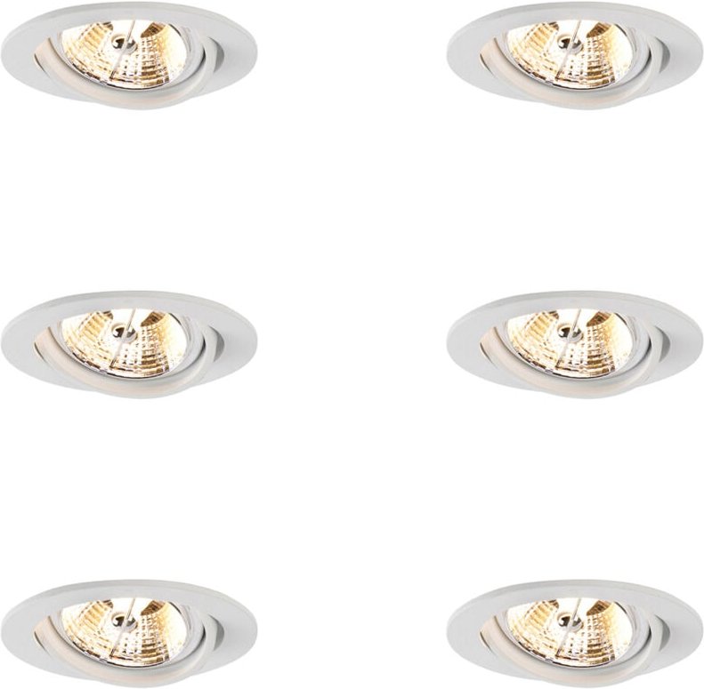 Set mit 6 modernen Einbaustrahlern Weiß Schwenkbar AR70 - Cisco