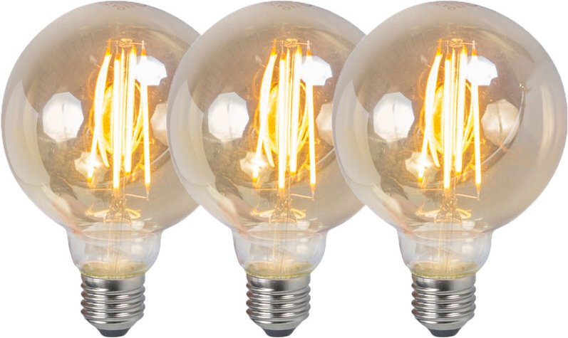 Luedd - Set mit 3 E27 dimmbaren LED-Lampen G95 Rauch 5W 380 lm 2200K