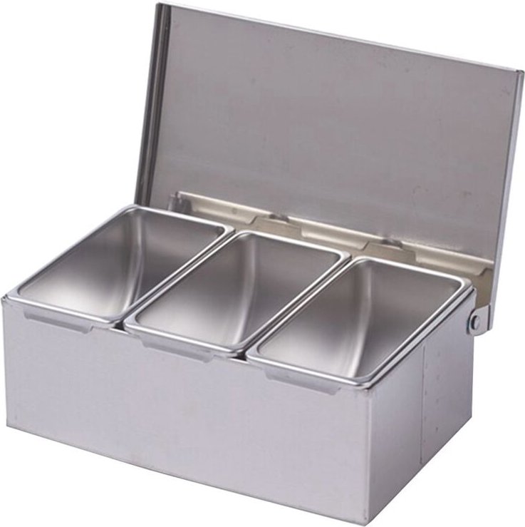 Tlily - Abschnitt Gewürzbox Edelstahl Zutatenbox Käsesauce Salz Zuckerbox Gewürzglas Backwerkzeug-15x9x23cm