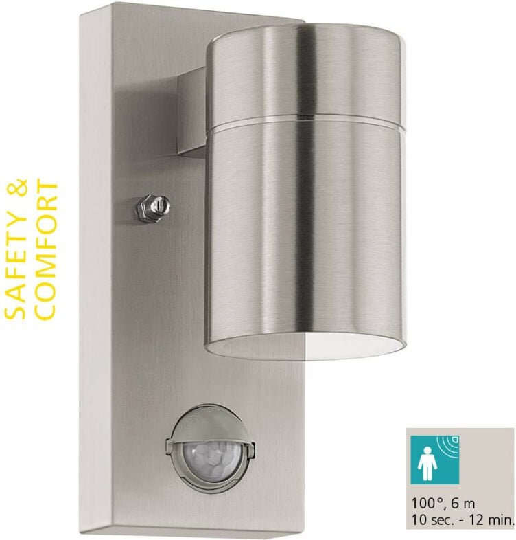 Eglo - Sensor-Außen-Wandleuchte Riga 5 GU10 edelstahl up- & Downlight Wandleuchte