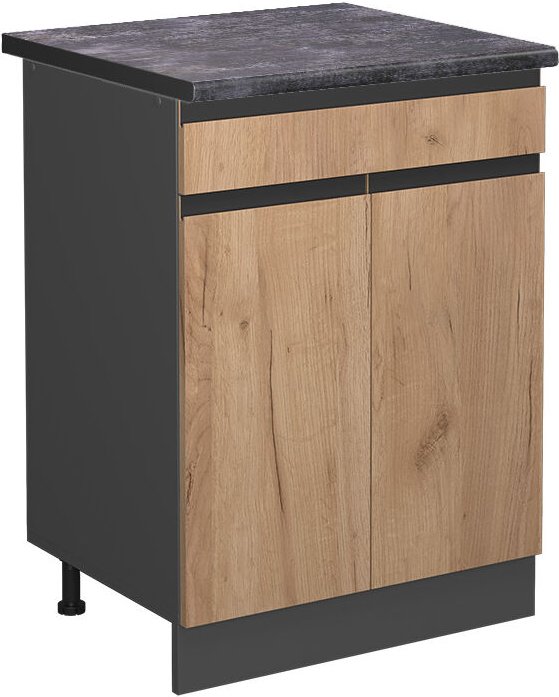 Vicco - Schubladenschrank R-Line, Goldkraft Eiche, 60 cm , ap Anthrazit