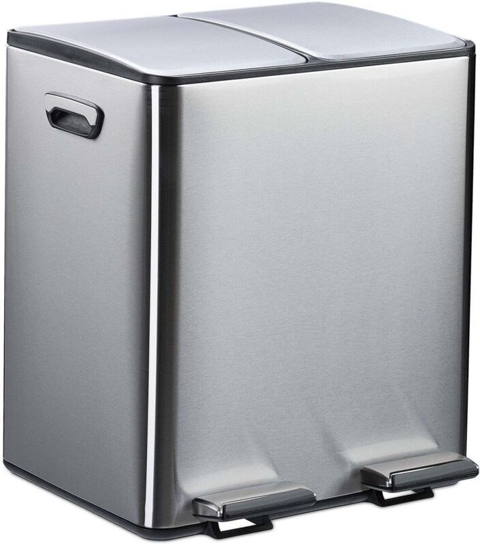 Treteimer mit zwei fachern 2 x 15 l fassungsvermogen