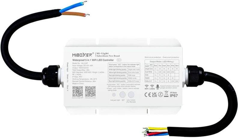 5 in 1 wasserdichter Controller für led Streifen - 12-48V dc -