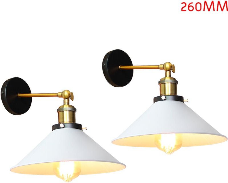 2 Stück Wandleuchte im Vintage-Stil, Industri 240° Verstellbare Wandlampe, Wandstrahler Licht mit Ø26cm Lampenschirm für...