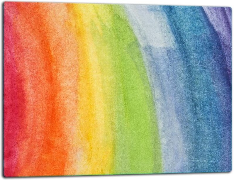 Glasschild Schneidebrett 52x40 Regenbogenfarbän