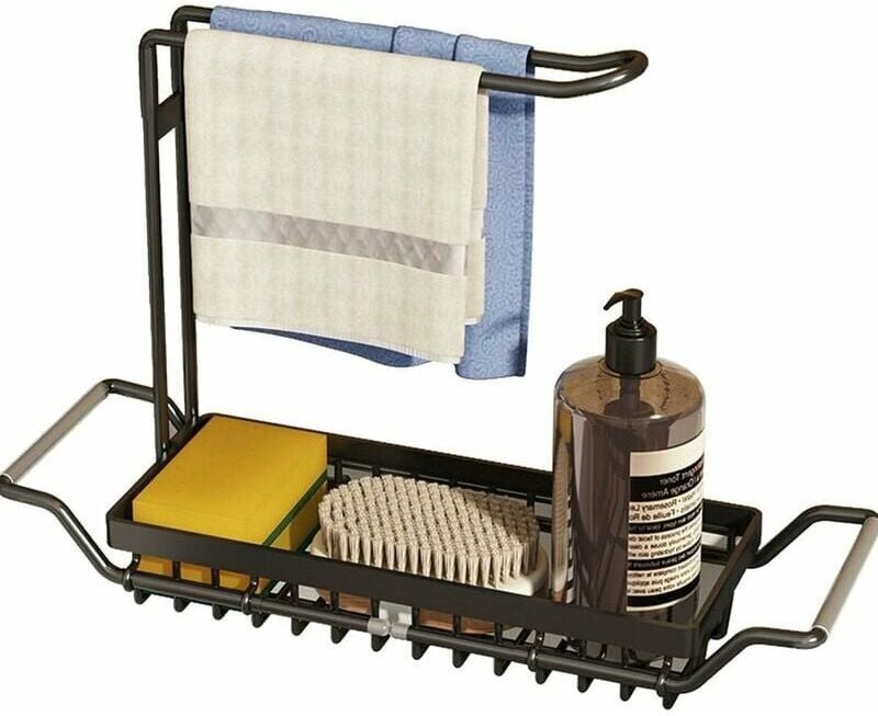 Organisateur de Cuisine, Porte Eponge Evier Support de Cuisine Acier Inoxydable Rangement Evier avec Porte-Serviettes Su...