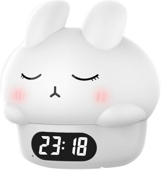 Tlily - Lichtwecker, für Erwachsene und Kinderzimmer, mit Schlummerfunktion und USB-Ladeanschluss, zwei Alarme, Weiß