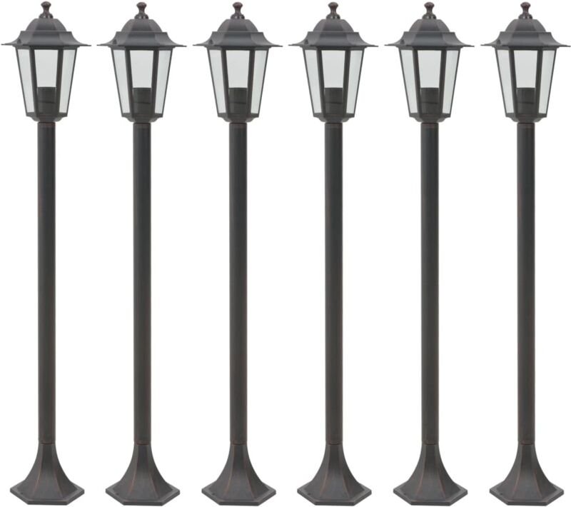 Garten-Pollerleuchte 6 Stk. E27 110 cm Aluminium Bronzefarben - Vidaxl