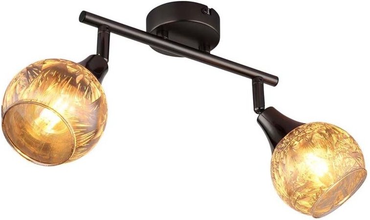 Spotleuchte Deckenlampe Spotleiste E14 Glas geeist verstellbar schwarz-chrom