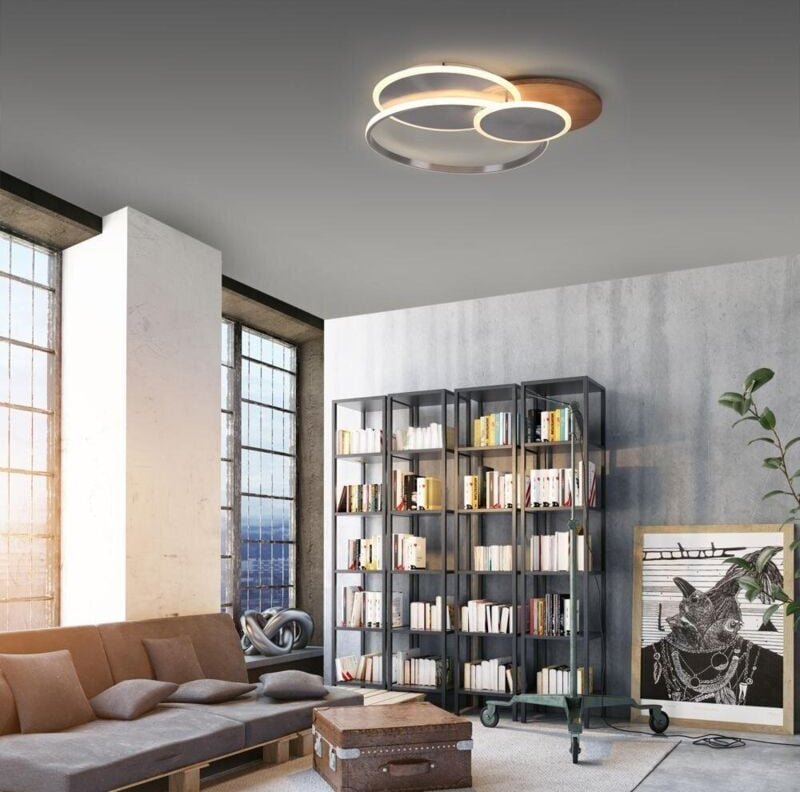 LED-Deckenleuchte 8329-79 Silber-Holzdekor, 50 w, 6000 lm, cct - Paul Neuhaus