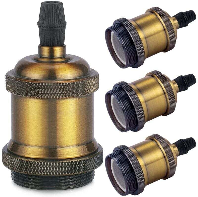 ZVD - Vintage E27-Lampenfassung – Edison-Retro-Pendelleuchte – massiver Keramik-Adapter – 4 Stück Messing-Vintage-Fassun...
