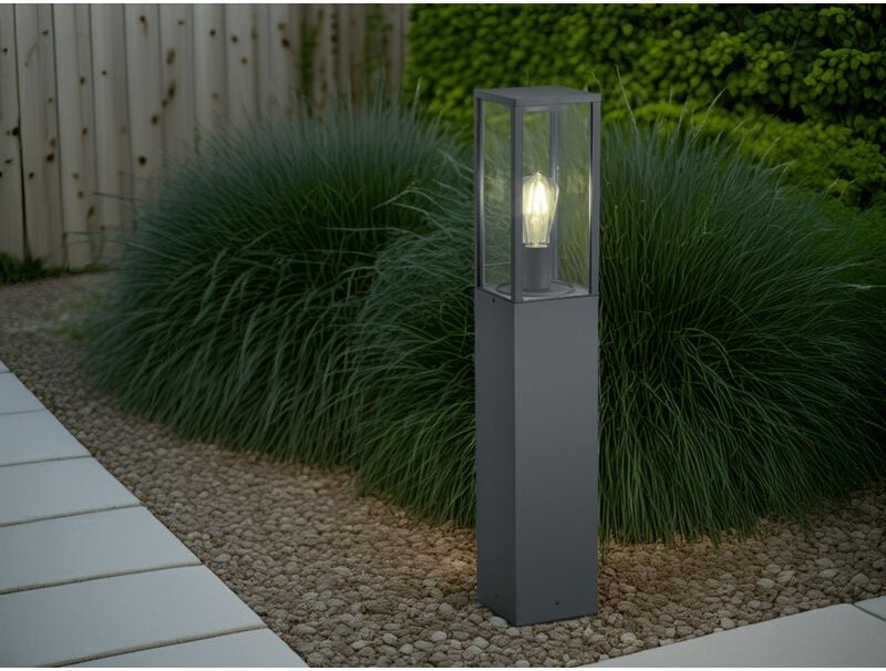 Trio - Moderne Pollerleuchte garonne in Anthrazit mit Glas, Höhe 80cm