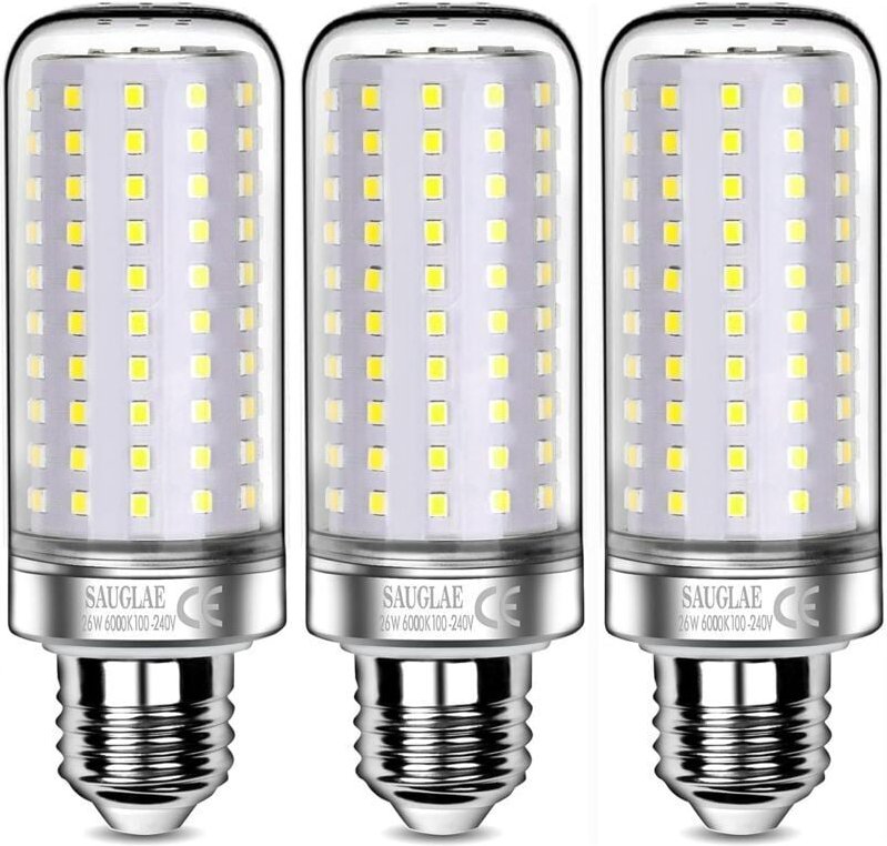 26 w LED-Glühbirne, entspricht 200 w Glühlampe, 3000 lm, 6000 k Kaltweiß, E27 Edison-Schraubbirnen, 3er-Pack [Energiekla...
