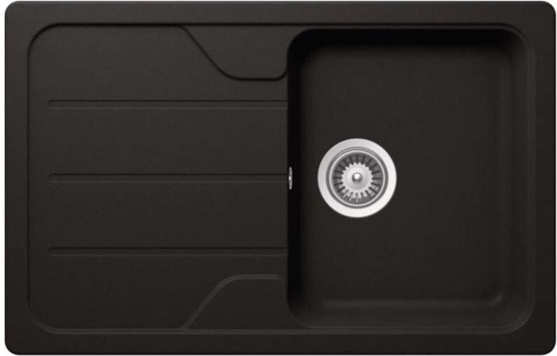 SCHOCK Formhaus - Granitspüle, 78x50 cm, mit Ablaufbedienung, Nero FOMD100SAGNE