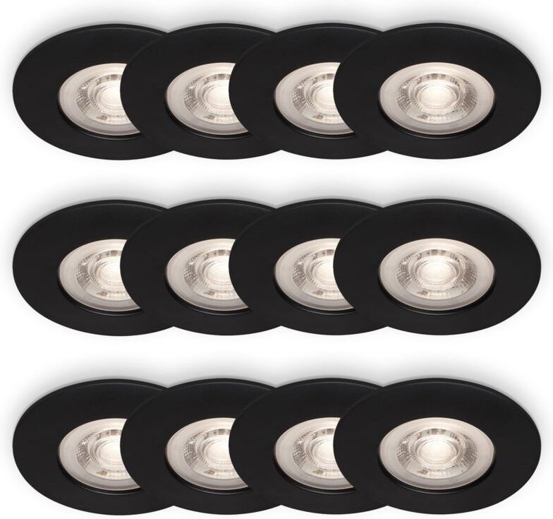 Briloner KULANA 3x4er Set LED Einbauleuchten, Spritzwasserschutz, Schwarz-Matt, Ø9 x 2,5 cm