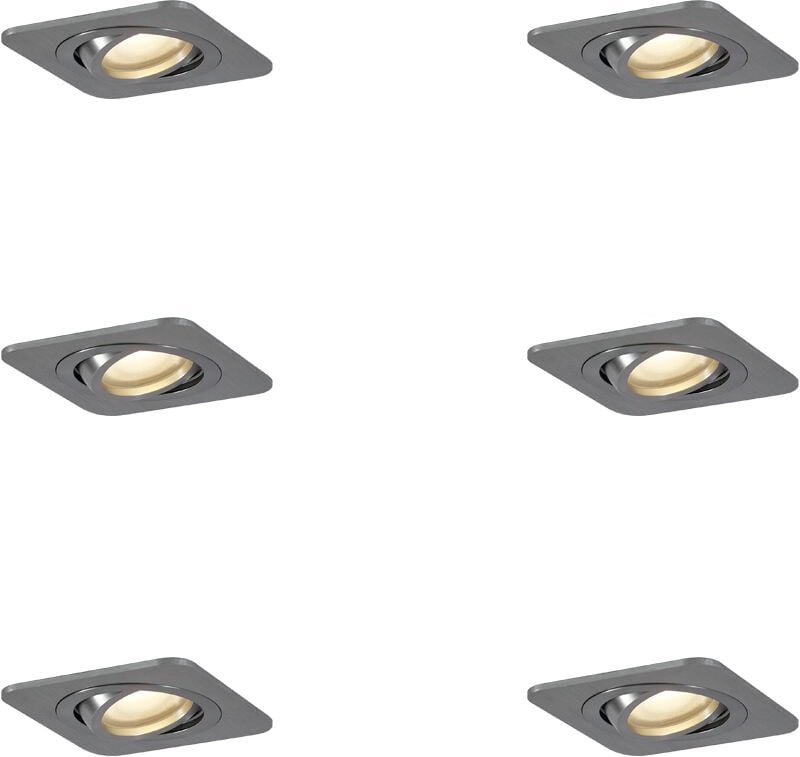 Set mit 6 runden Einbaustrahlern Gunmetal GU10 50mm Verstellbar IP44 - Alberto