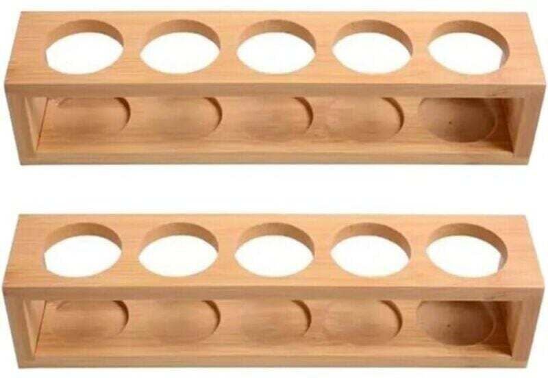 Étagère de rangement en 2 parties pour huiles essentielles en bambou naturel. support de table à 1 niveau. convient pour...